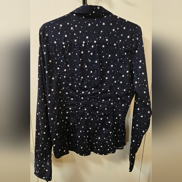 7th Avenue Design Studio New York & Co Navy Blouse With Stars Women's Medium - Picture 6 of 8
